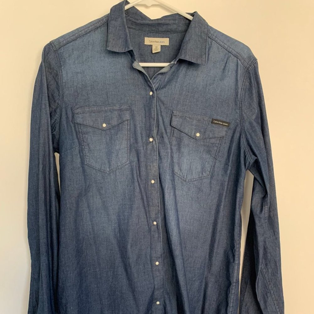 Calvin Klein Woven Jean Shirt - M